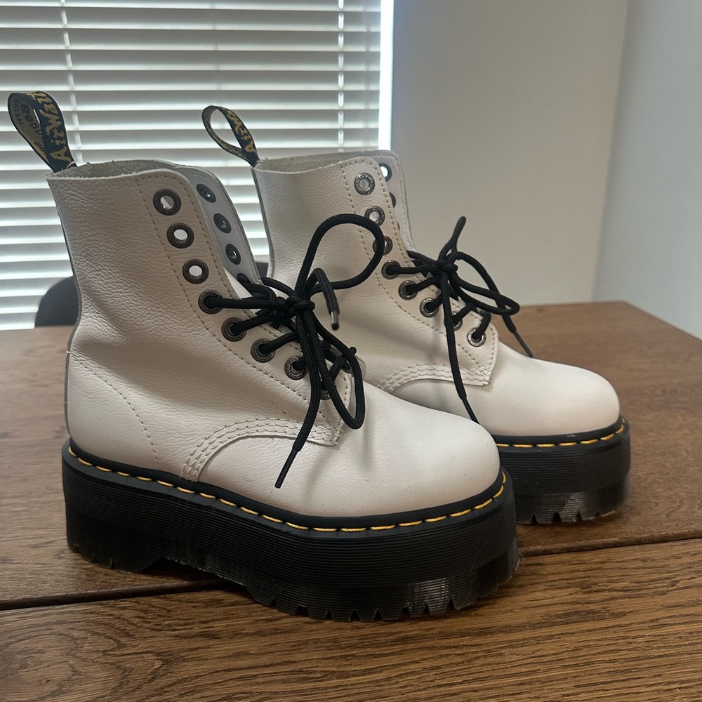 Dr. Martens White Platform Combat Boots